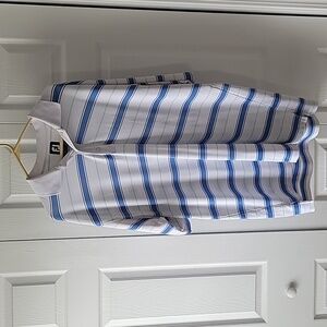 Men's Foot Joy Striped Polo Shirt - Blue And Green and White